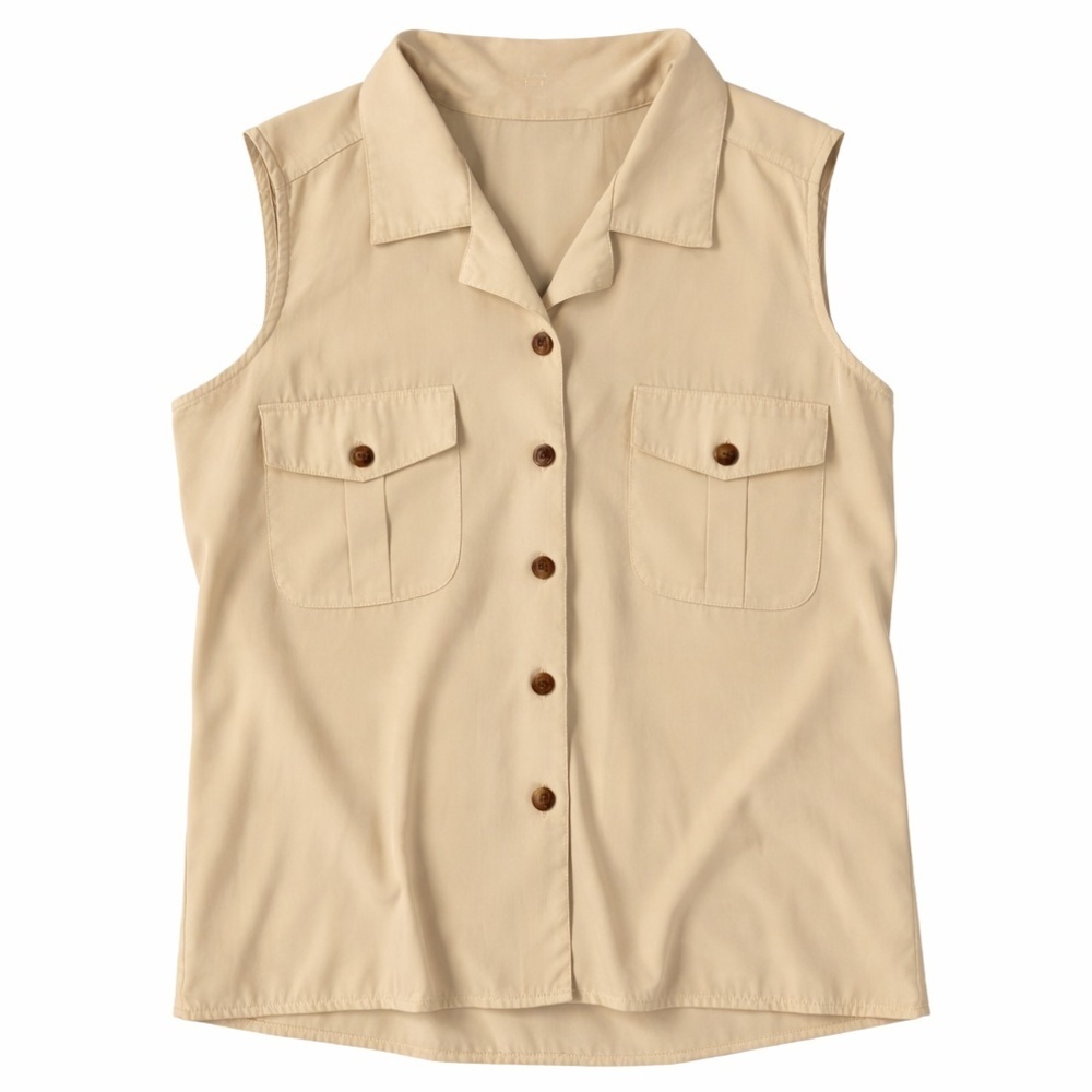 Notations Sleeveless Tan Button Front Blouse - Picture 2 of 6
